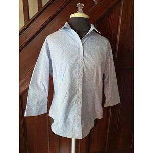 L.L. Bean Womens Wrinkle-Resist Purple Paisley Button-Up Shirt M Petite Cotton